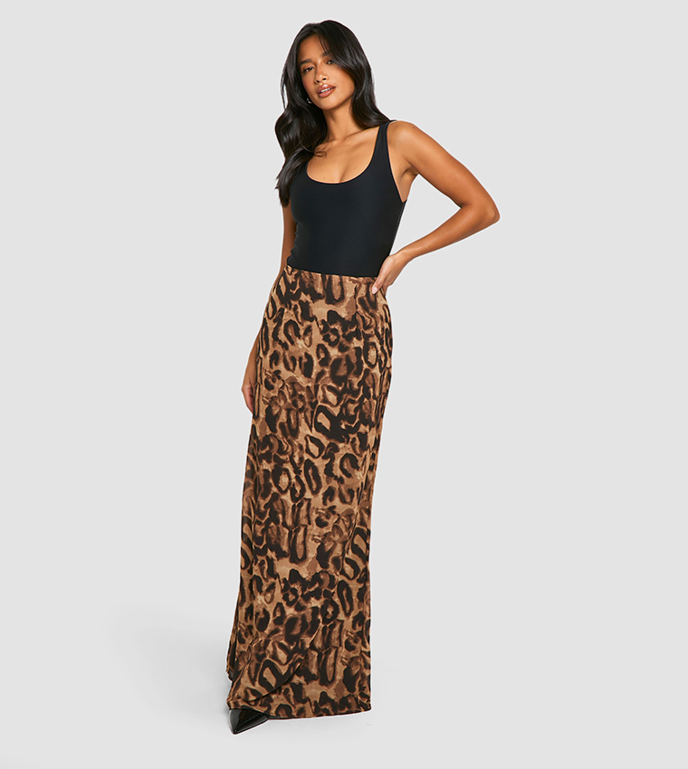 Leopard chiffon maxi skirt hotsell