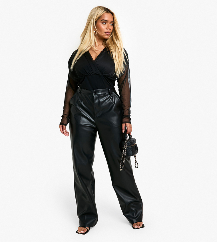 توب باديسوت شبكي بأكمام طويلة للمقاسات الكبيرة