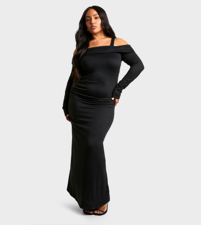 Curve Bardot Long Sleeves Column Dress