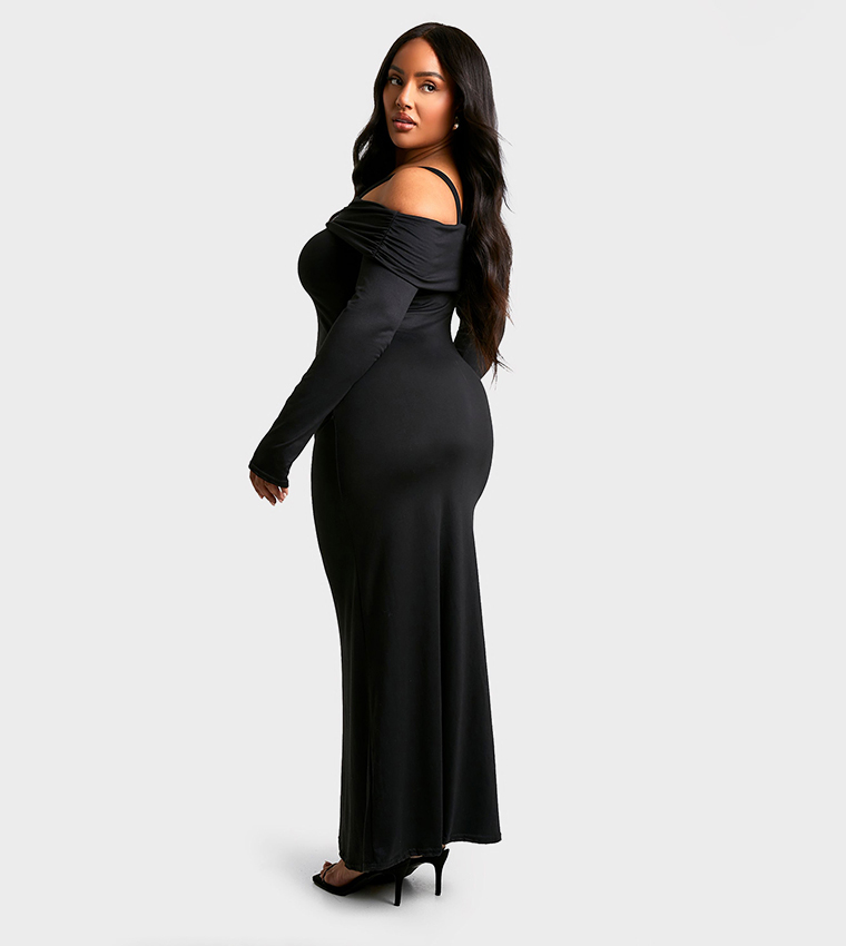 Curve Bardot Long Sleeves Column Dress