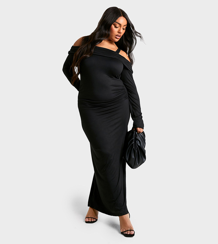 Curve Bardot Long Sleeves Column Dress