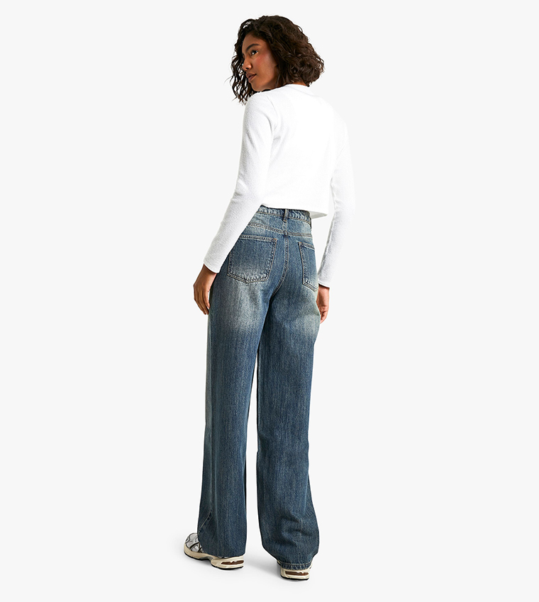 Tall Button Detail Slouchy Fit Jeans