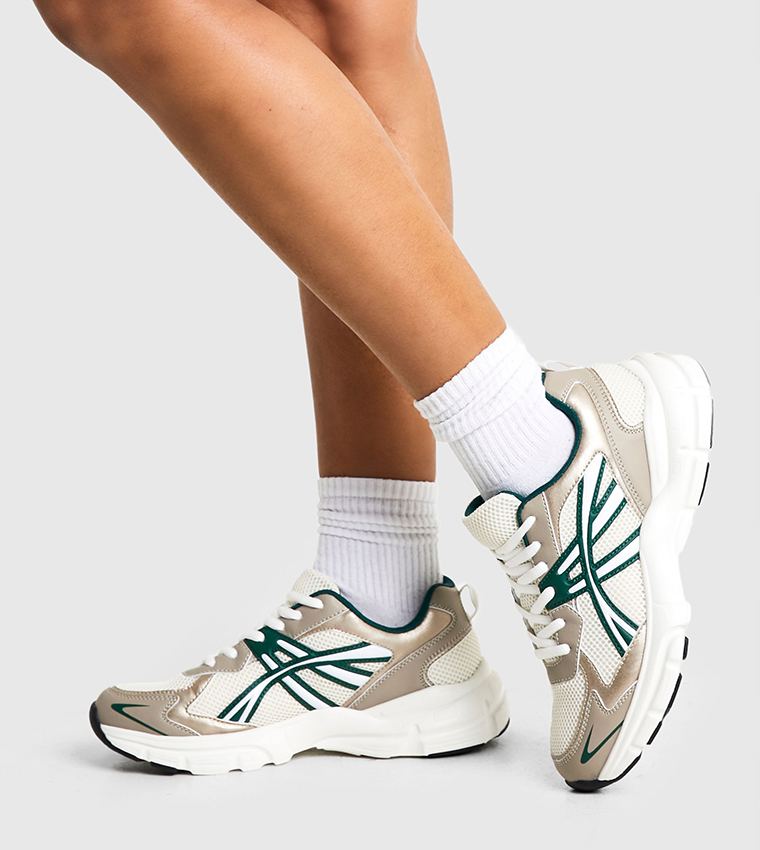 Panelled Lace-Up Chunky Sneakers