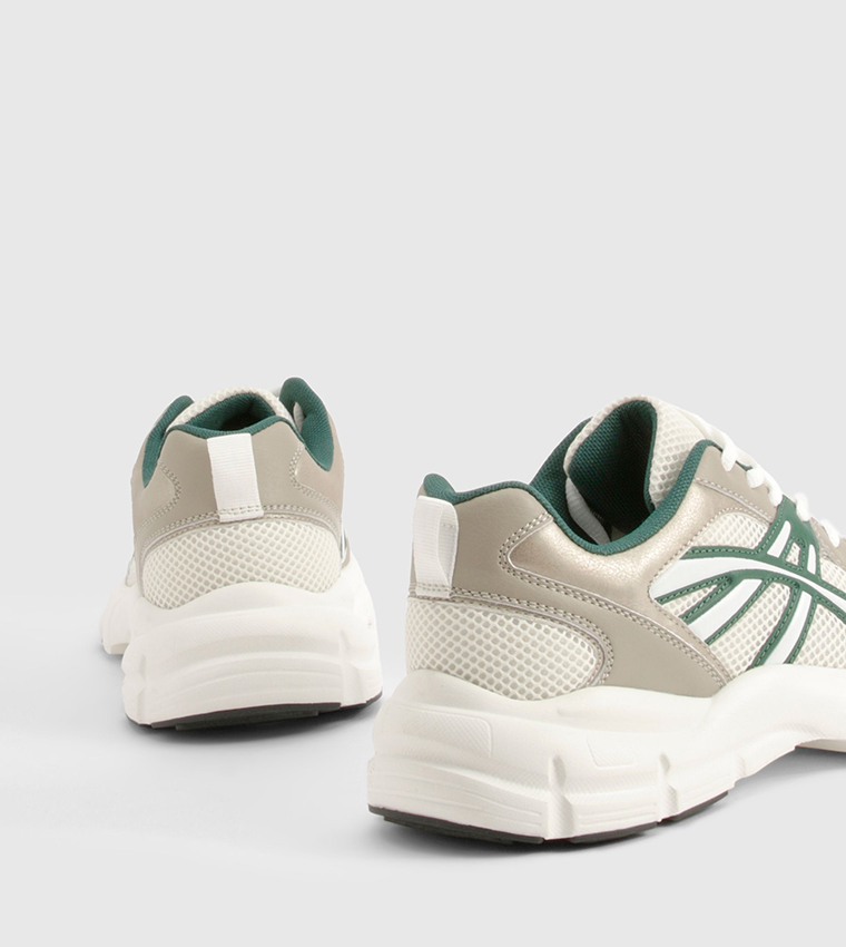 Panelled Lace-Up Chunky Sneakers