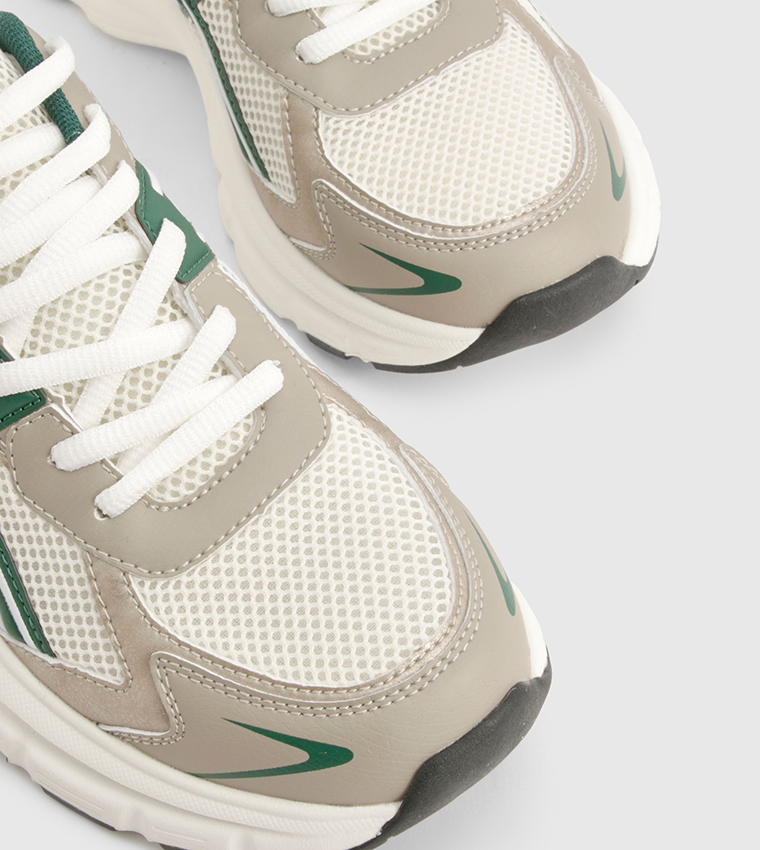 Panelled Lace-Up Chunky Sneakers