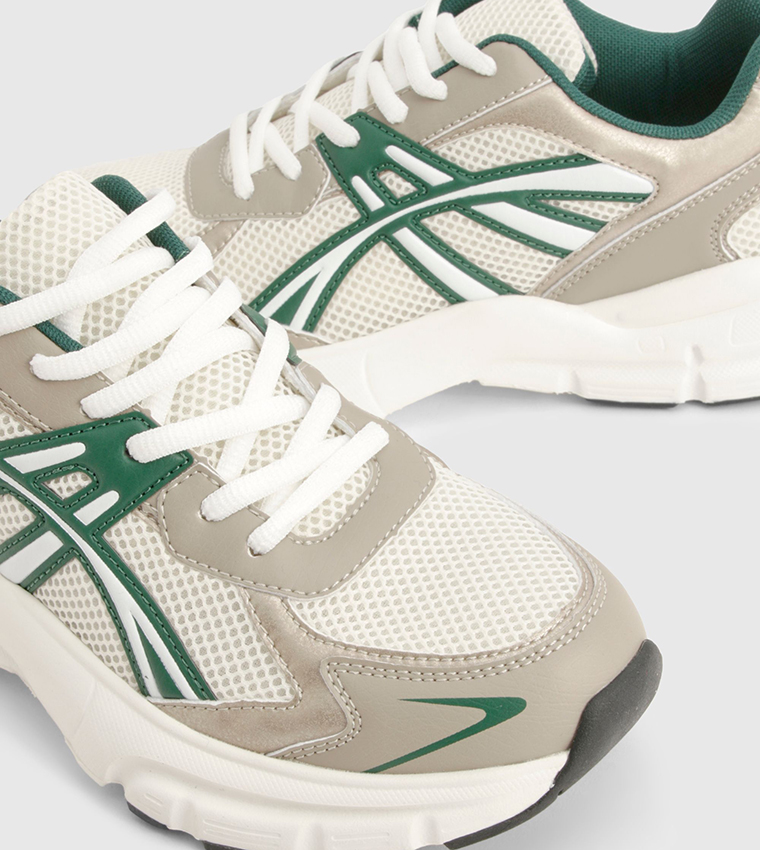 Panelled Lace-Up Chunky Sneakers