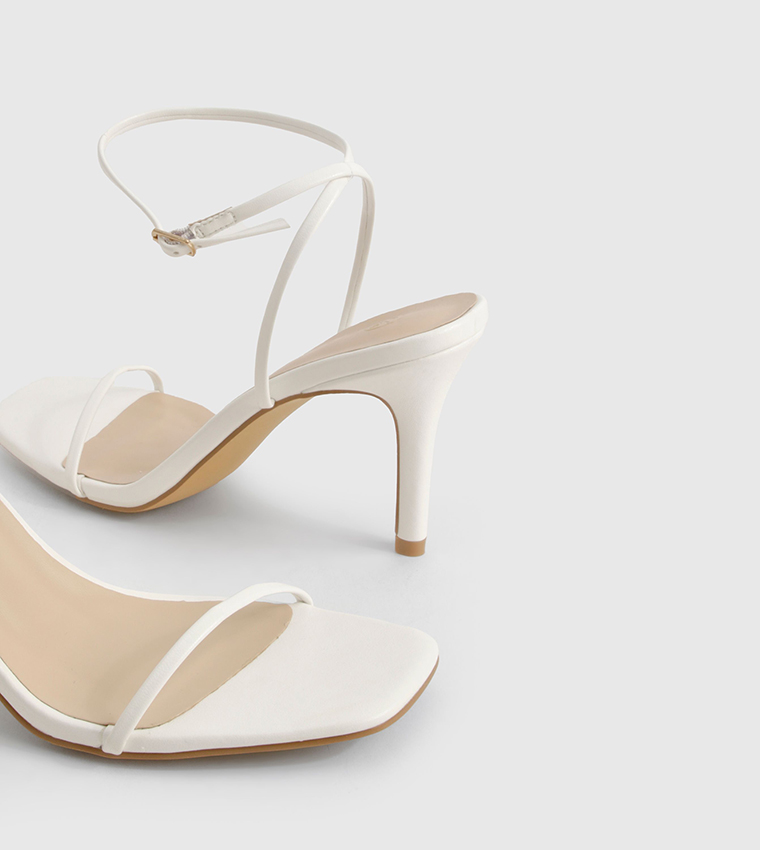 Ankle Strap Low Stiletto Heel Sandals