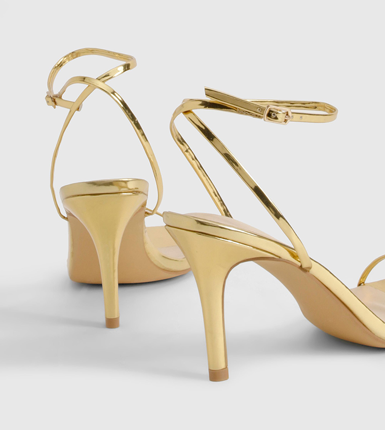 Metallic Ankle Strap Stiletto Heel Sandals