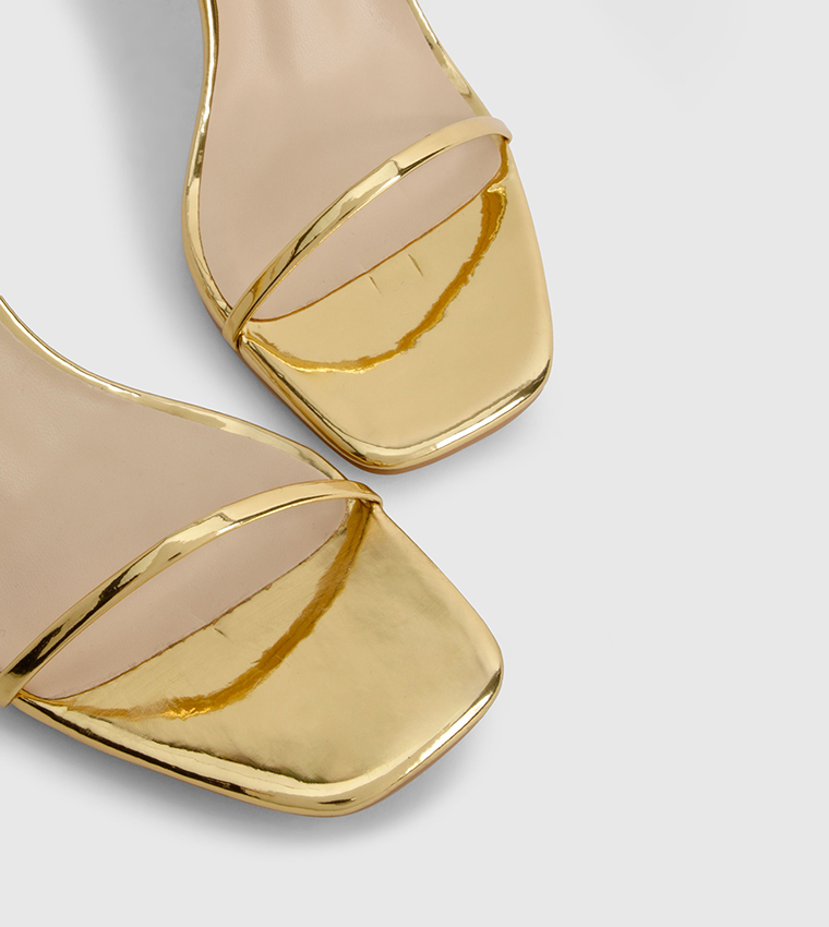 Metallic Ankle Strap Stiletto Heel Sandals