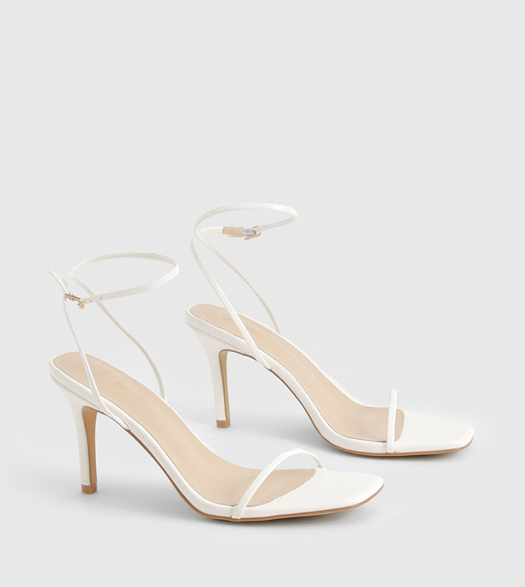 Buy Boohoo Wide Fit Low Stiletto Heel Sandals In White 6thStreet
