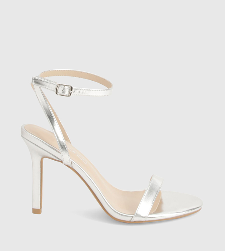 Metallic Ankle Strap Heeled Sandals