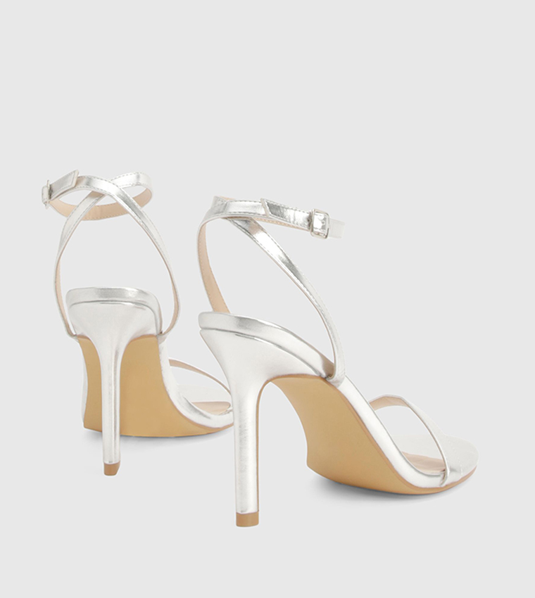 Metallic Ankle Strap Heeled Sandals