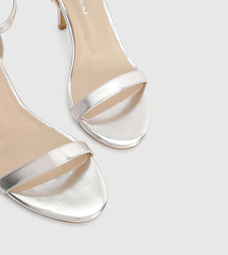 Metallic Ankle Strap Heeled Sandals