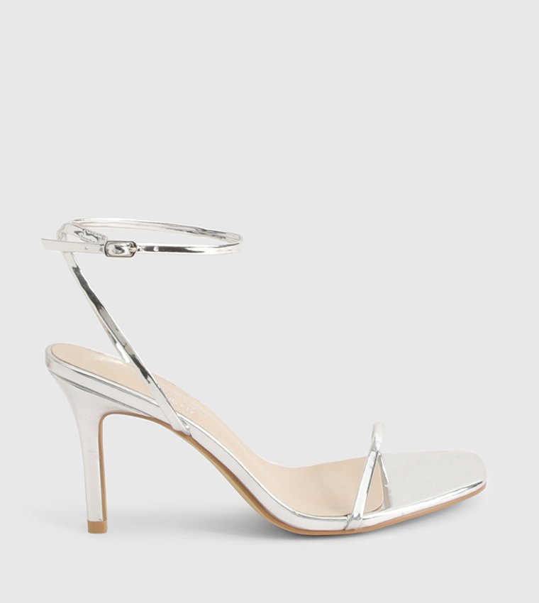 Wide Fit Metallic Low Stiletto Heel Sandals