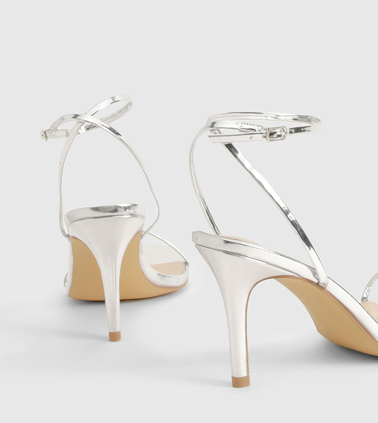Wide Fit Metallic Low Stiletto Heel Sandals