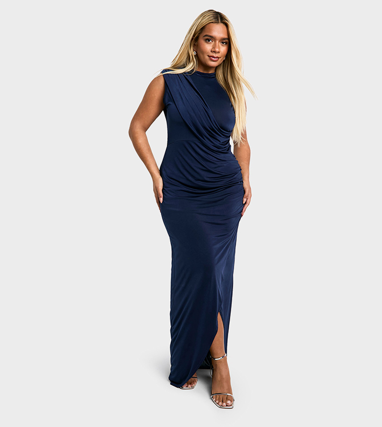 chinese dress ladies Rent Boohoo Satin Twist Front Maxi Dress