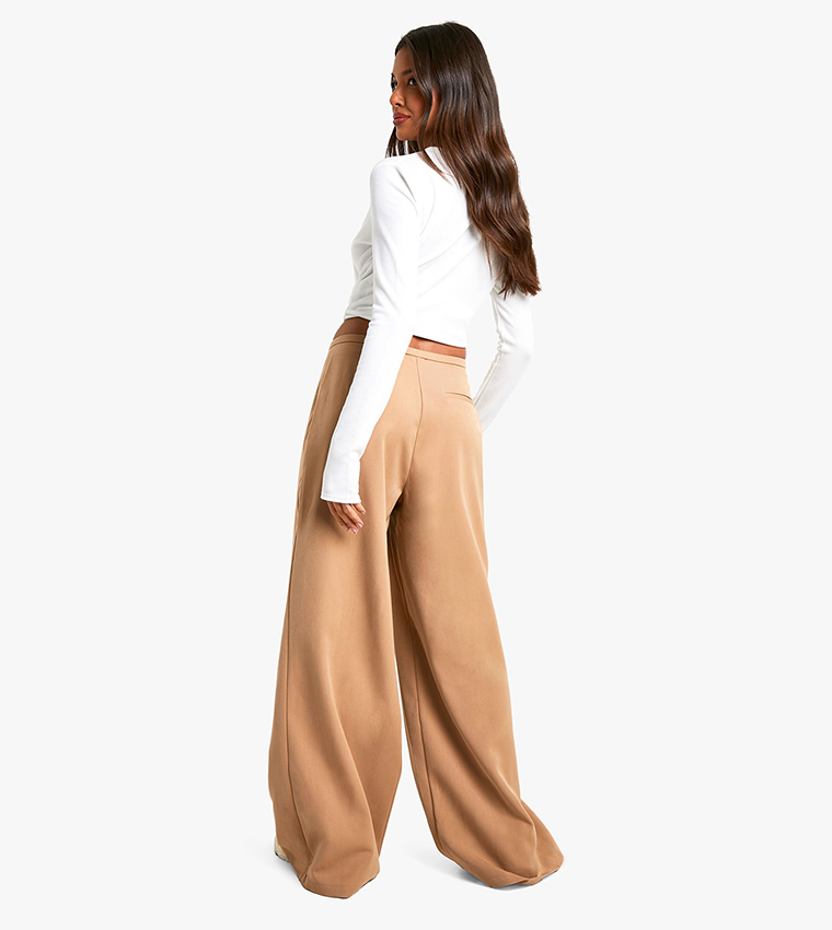 Pleated Woven Wide Leg Trousers