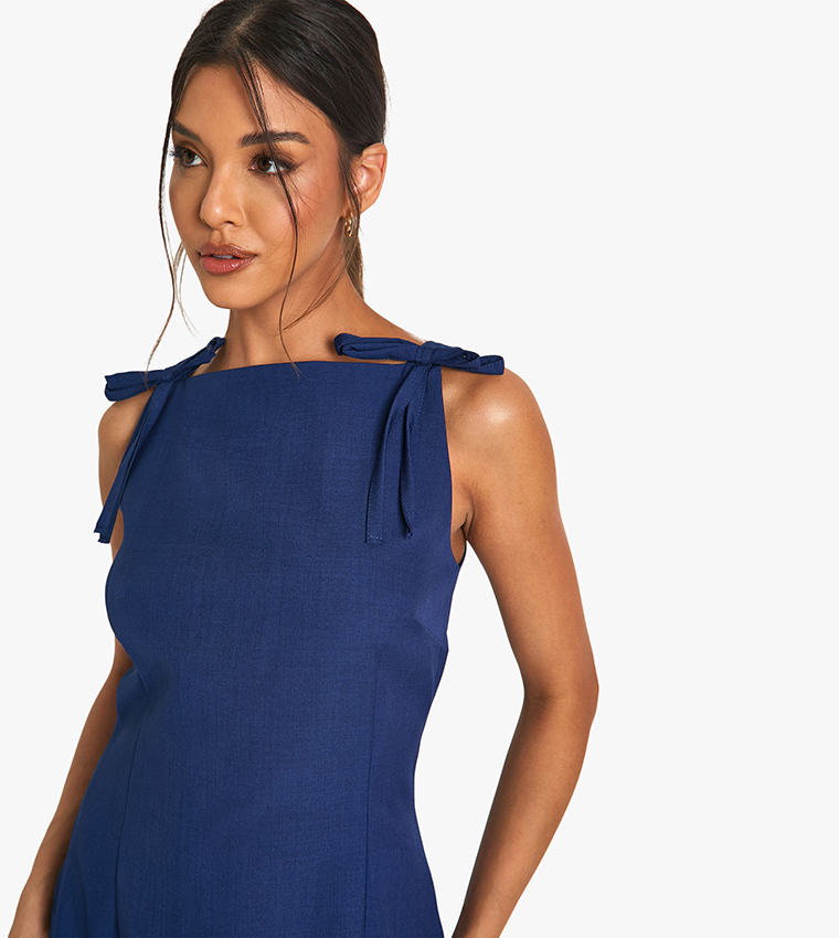 Bow Shoulder Tailored Mini Dress