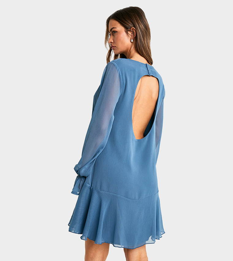 Crinkle Chiffon Ruffle Mini Dress