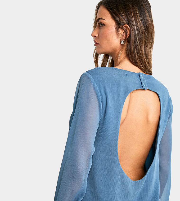 Crinkle Chiffon Ruffle Mini Dress