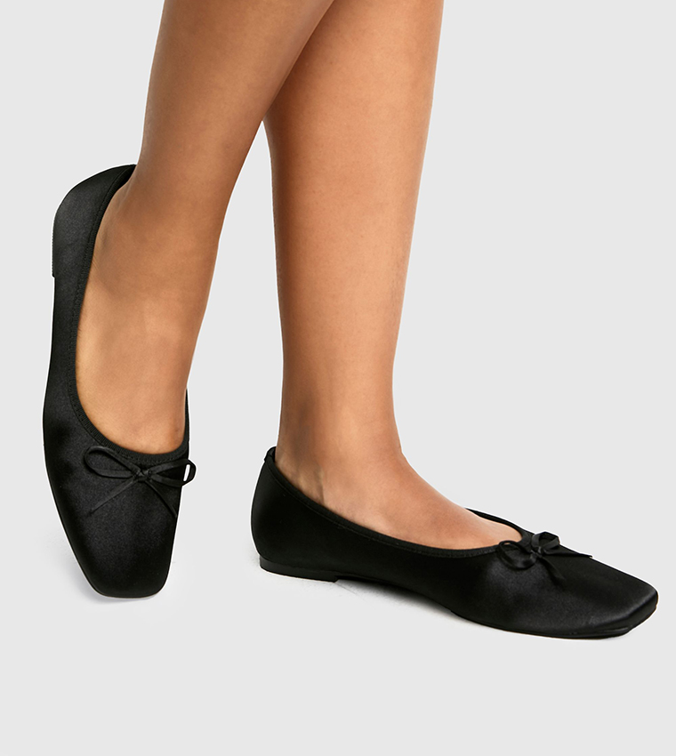 Square Toe Satin Ballerinas