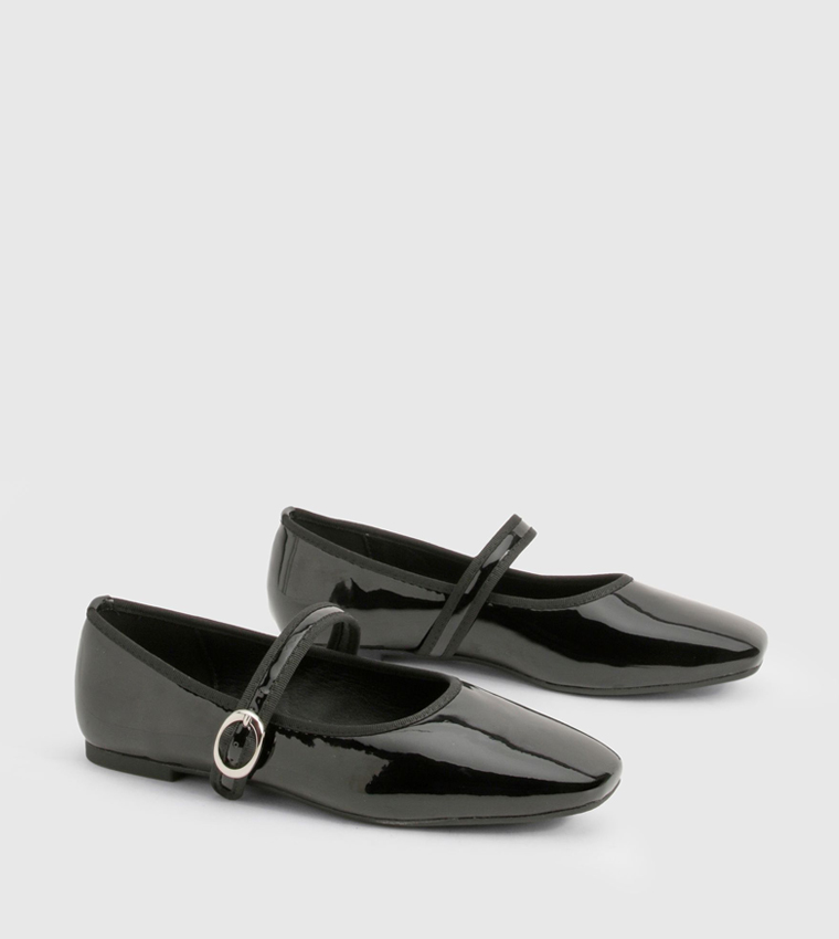 Buy Boohoo Solid Patent Mary Janes In Black | 6thStreet UAE