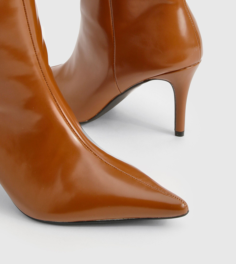 Premium Leather Look Pointed Knee High Boots