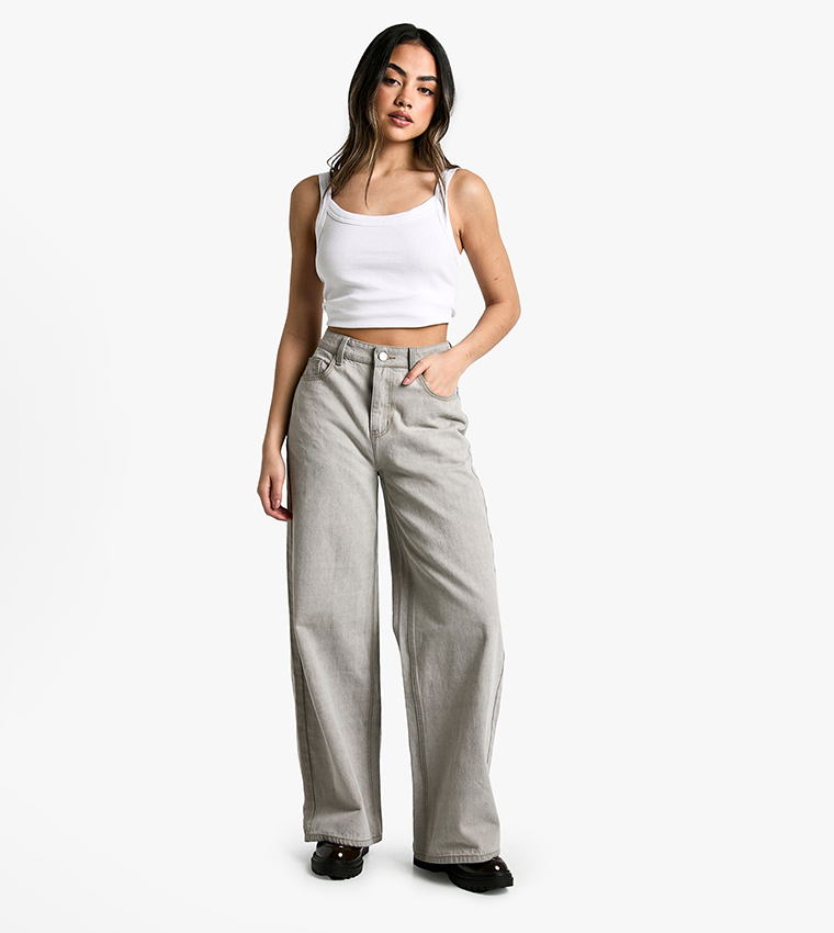Washed Wide Leg Jeans