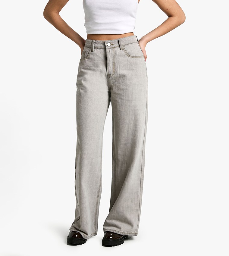 Washed Wide Leg Jeans