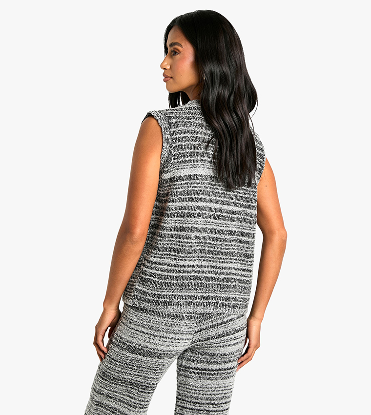 Petite Marl Knitted Tie Front Waistcoat