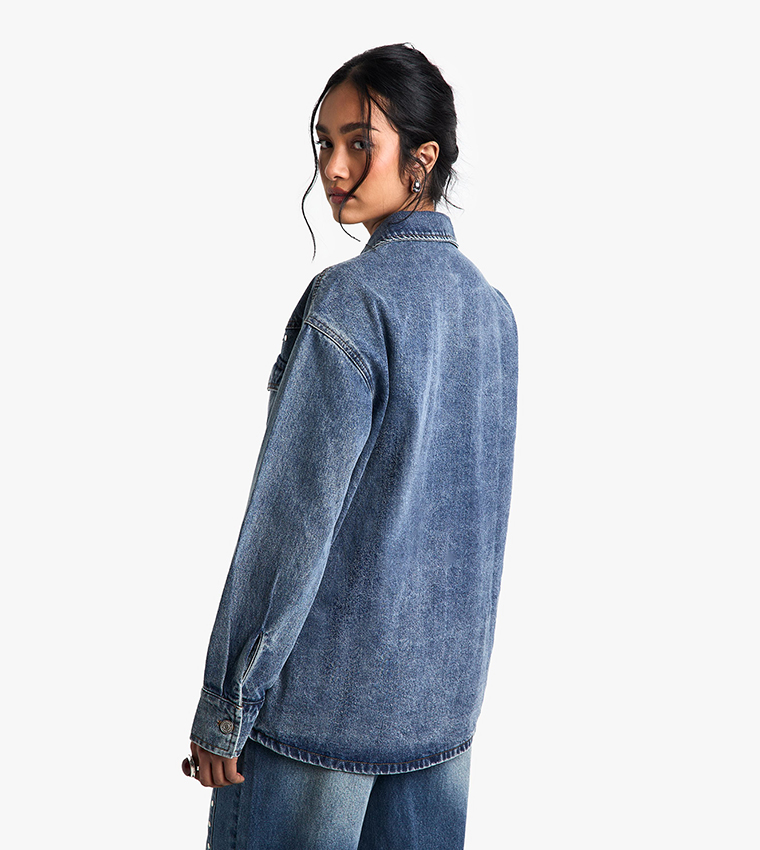Studded Western Denim Shirt