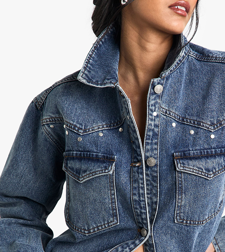 Studded Western Denim Shirt