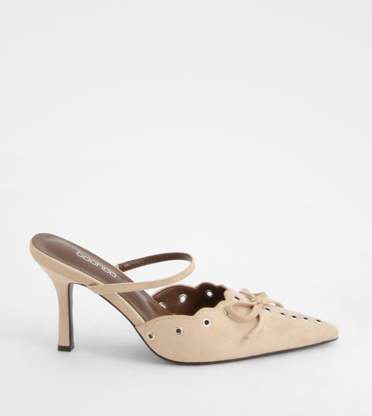 Eyelet Bow Stiletto Pumps