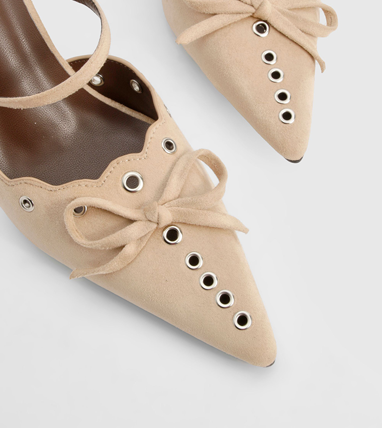 Eyelet Bow Stiletto Pumps