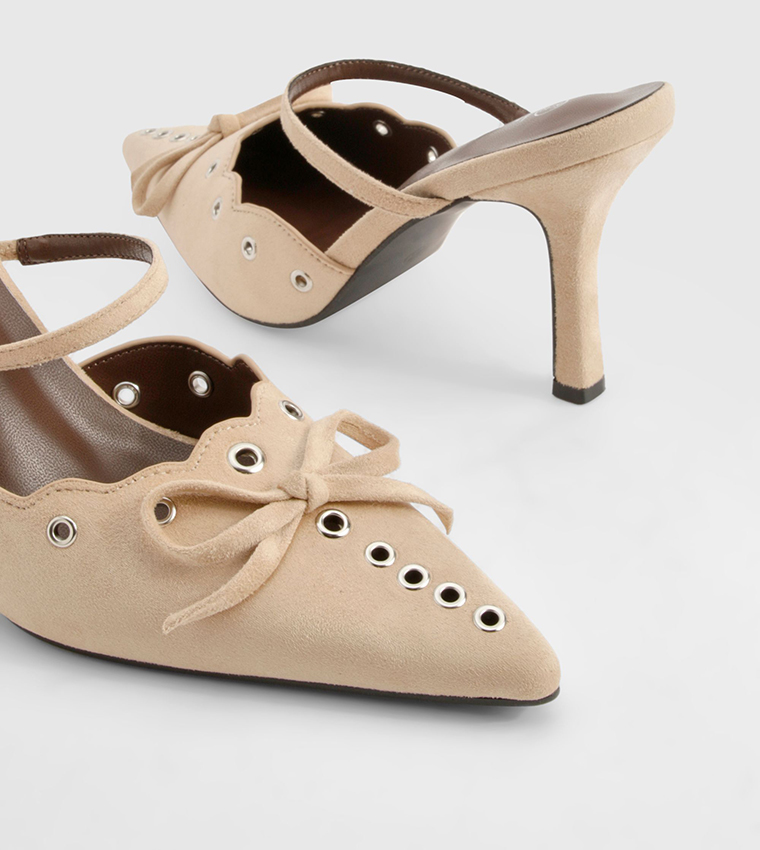 Eyelet Bow Stiletto Pumps