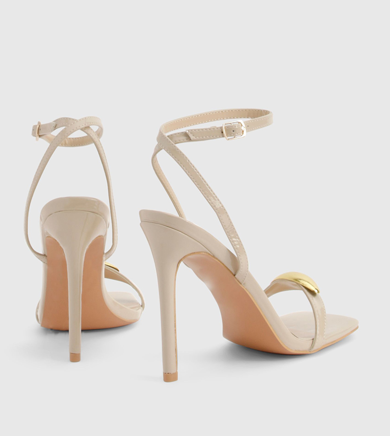 Square Toe Metal Trim Stiletto Heels