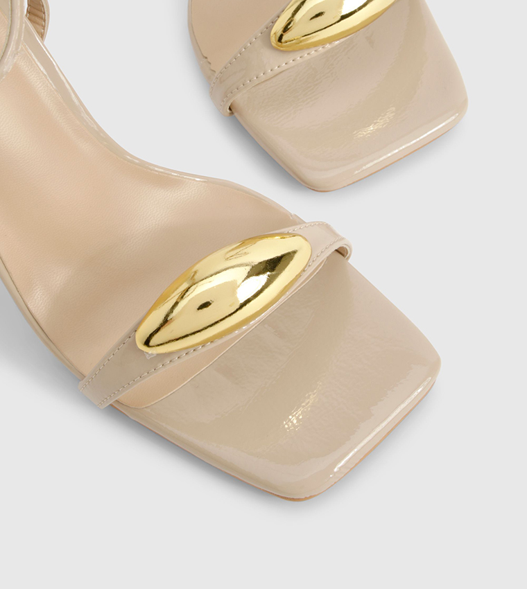 Square Toe Metal Trim Stiletto Heels