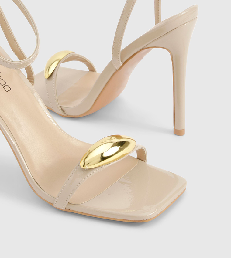 Square Toe Metal Trim Stiletto Heels