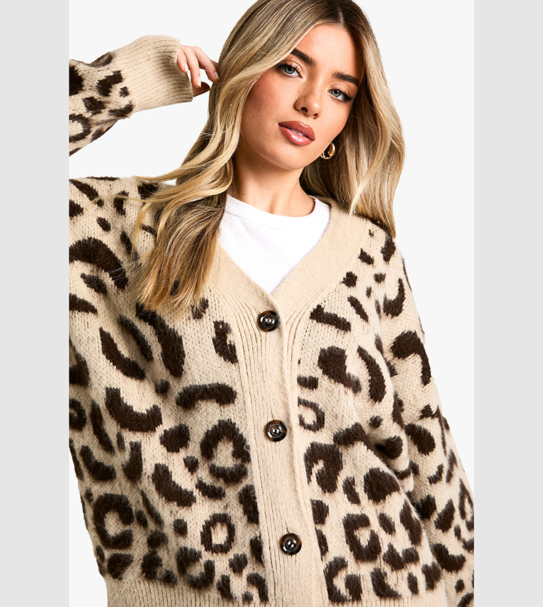 Boohoo Women's Animal Print Cardigan Womens Cardigan Tiger