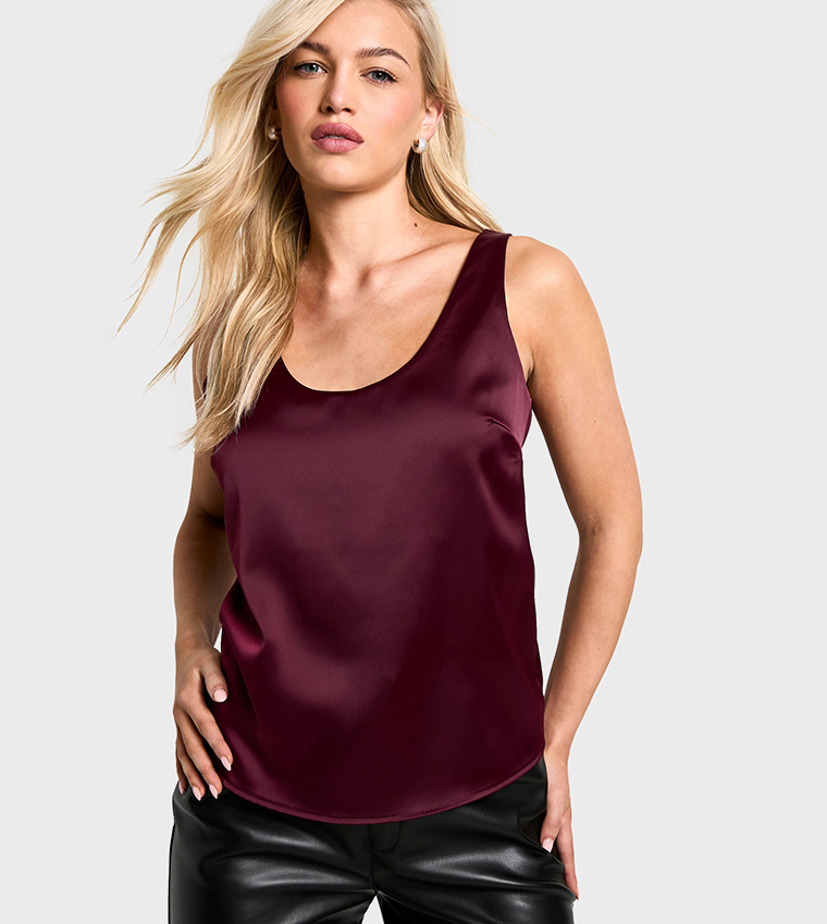 Basic Satin Scoop Neck Cami Top