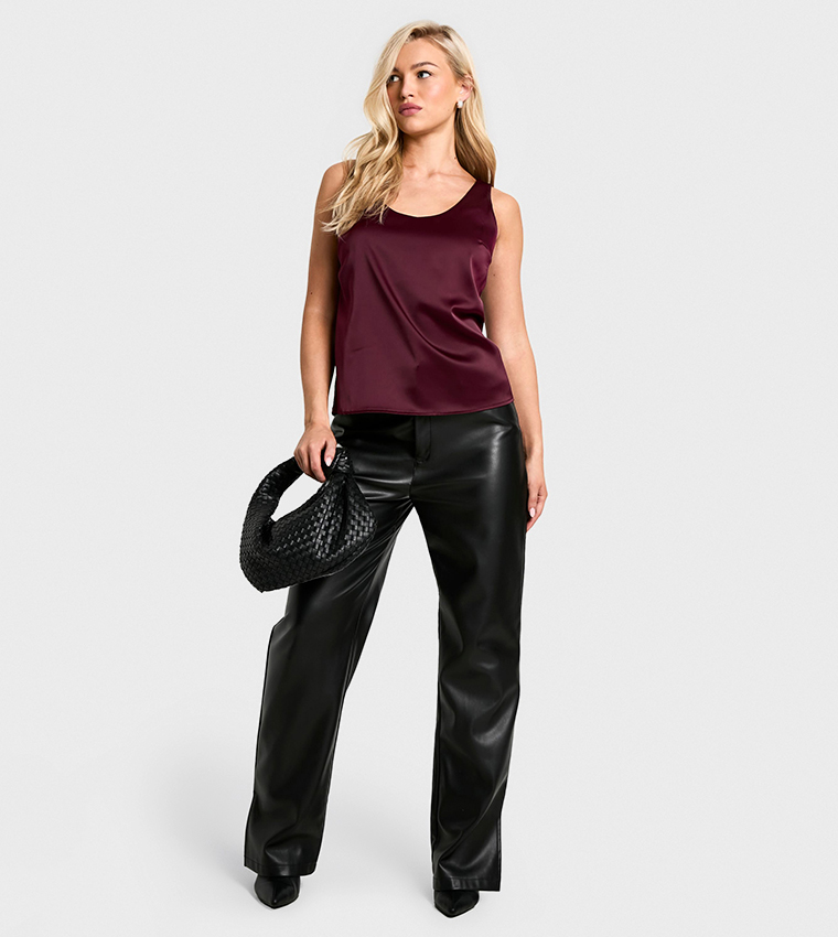 Basic Satin Scoop Neck Cami Top