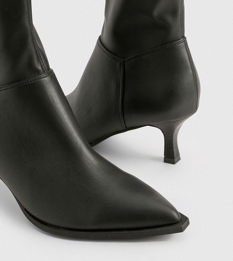 Pointed Toe Low Heel Slim Ankle Boots