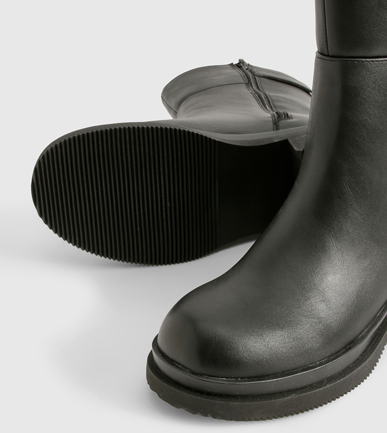 Wide Fit Buckle Detail Heeled Ankle Boots