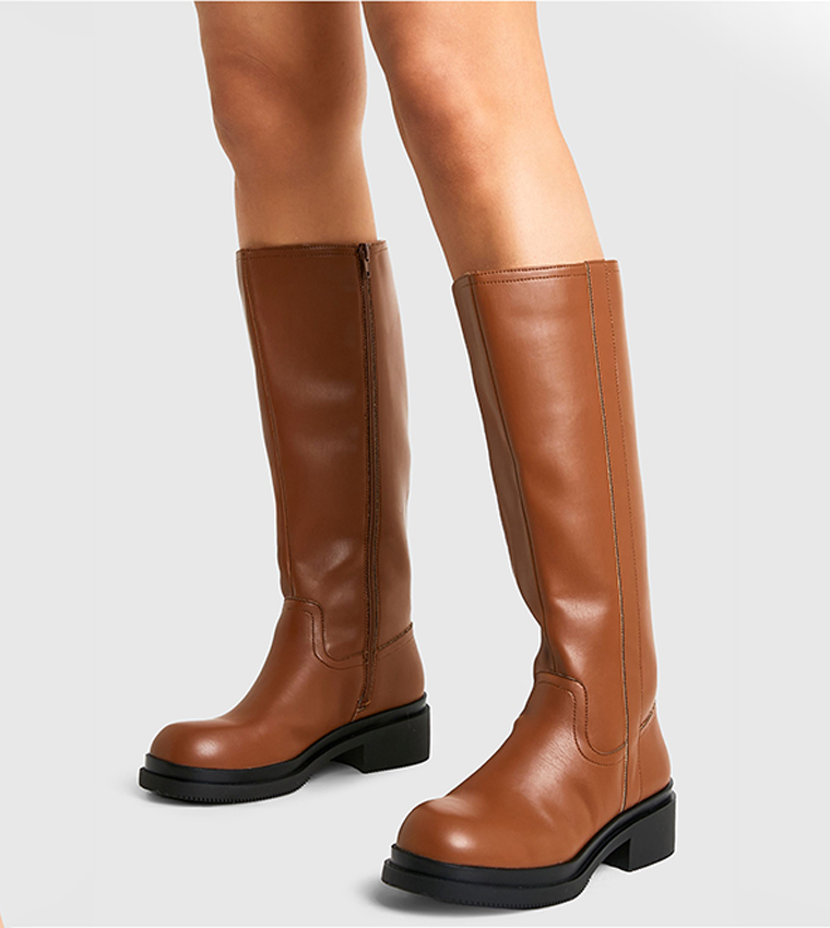 Chunky Column Knee High Boots
