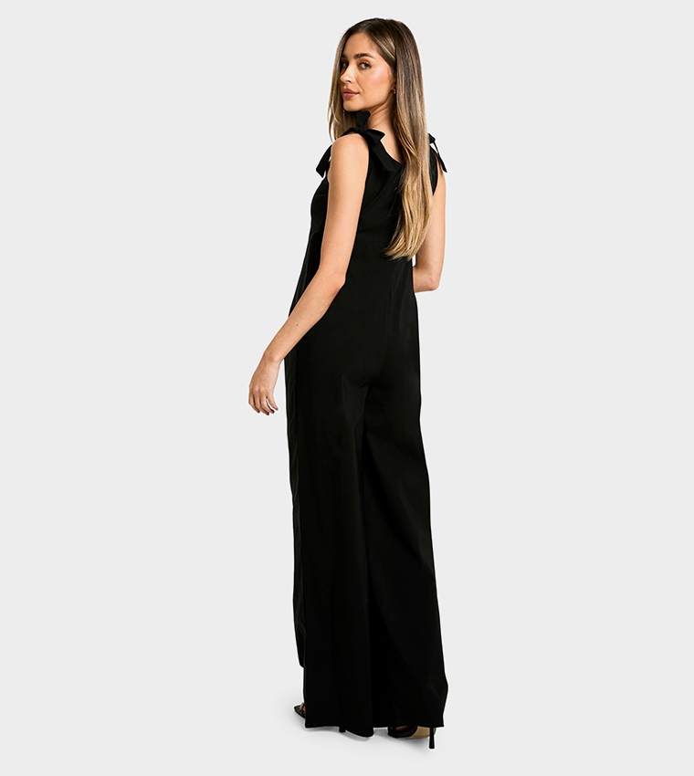 Stretch Tie Shoulder Detail Wide Leg Maternity Jumpsuit