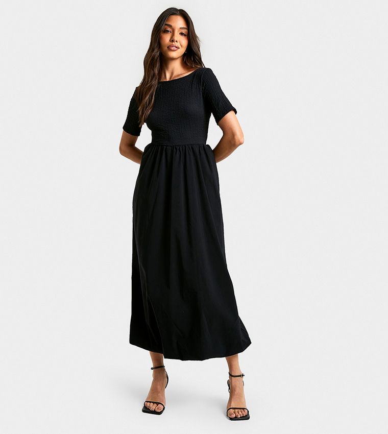 Texture Volume Skirt Midaxi Dress