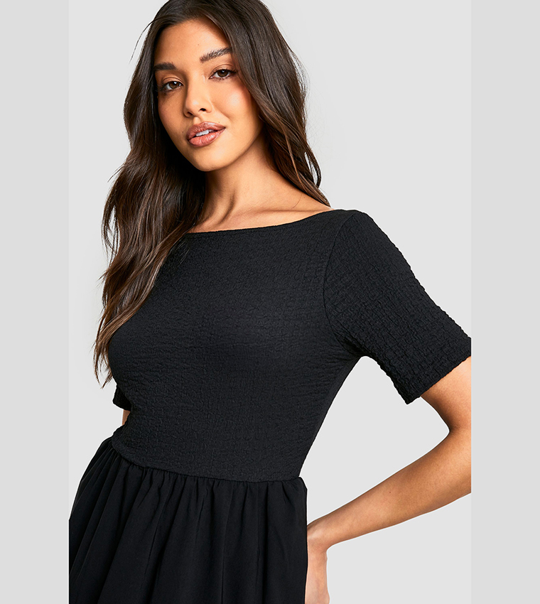 Texture Volume Skirt Midaxi Dress