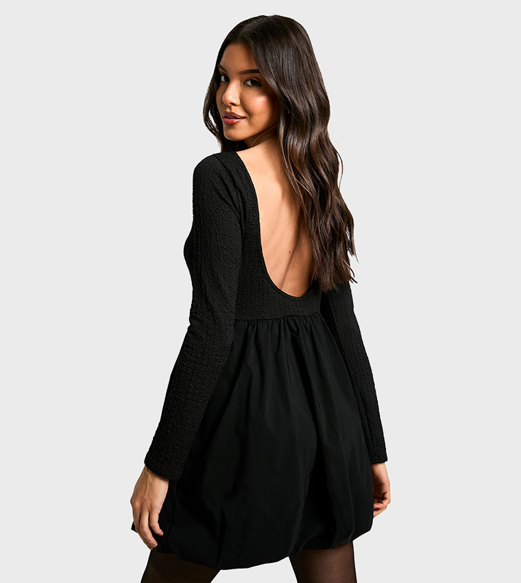 Textured Volume Skirt Mini Dress