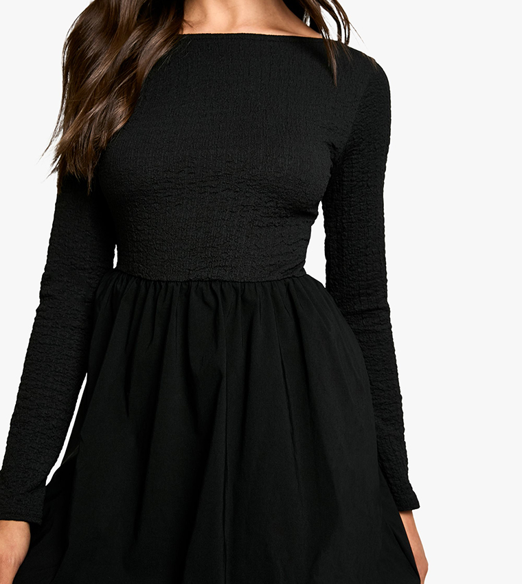 Textured Volume Skirt Mini Dress