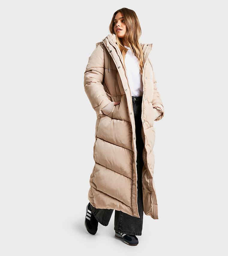 Petite Hooded Longline Puffer Jacket